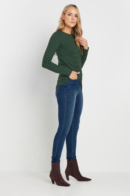 Evans LTS Tall Green Striped Long Sleeve Top