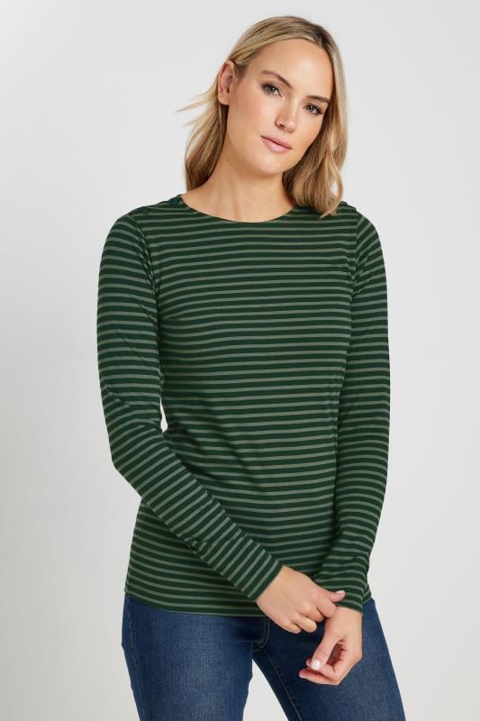 evans LTS Tall Green Striped Long Sleeve Top