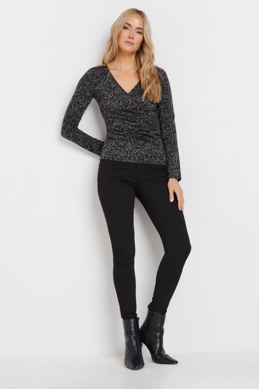 Evans LTS Tall Grey Abstract Print Wrap Top