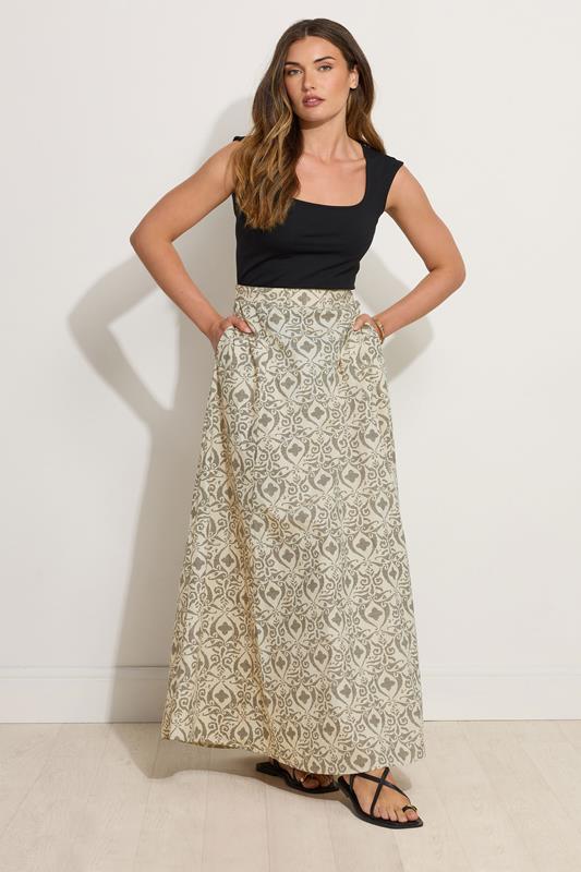 Evans LTS Tall Grey Aztec Print Maxi Skirt