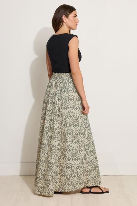 Evans LTS Tall Grey Aztec Print Maxi Skirt