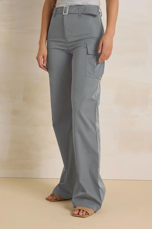 Evans LTS Tall Grey Belted Wide Leg Cargo Trousers