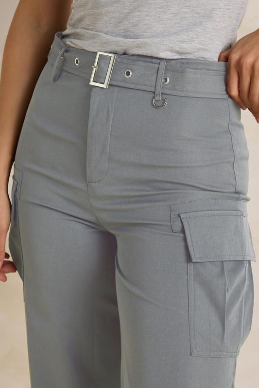 Evans LTS Tall Grey Belted Wide Leg Cargo Trousers