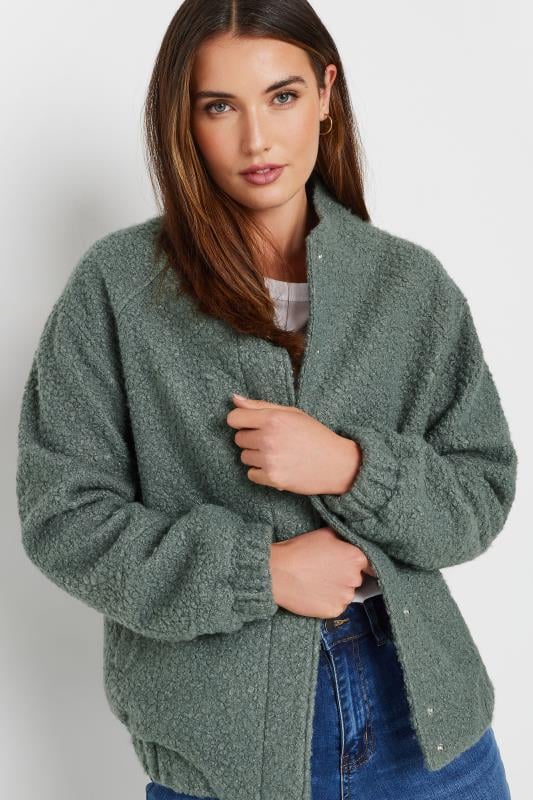 Evans LTS Tall Grey Boucle Bomber Jacket