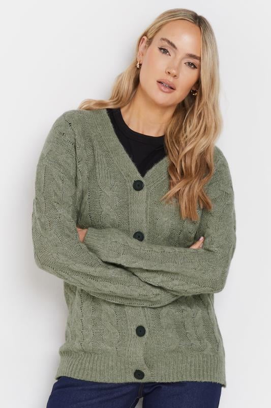 evans LTS Tall Grey Cable Knit Cardigan