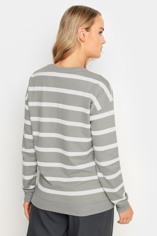 Evans LTS Tall Grey Crew Neck Stripe Sweatshirt