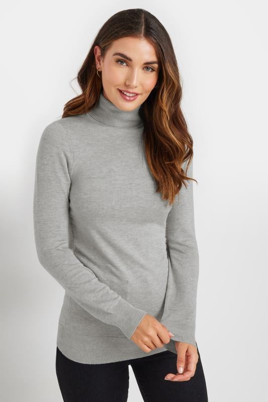 Evans LTS Tall Grey Long Sleeve Roll Neck Jumper