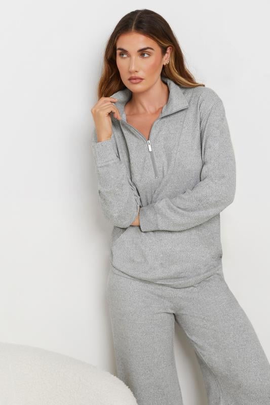 Evans LTS Tall Grey Marl Soft Touch Zip Jumper