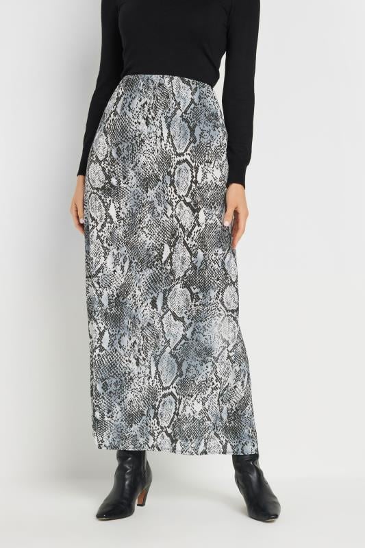 Evans LTS Tall Grey Snake Print Slip-On Maxi Skirt