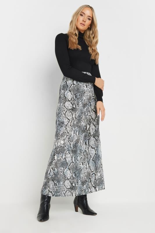 evans LTS Tall Grey Snake Print Slip-On Maxi Skirt