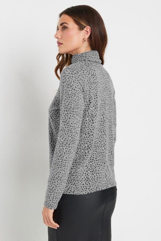 Evans LTS Tall Grey Soft Touch Animal Print Top