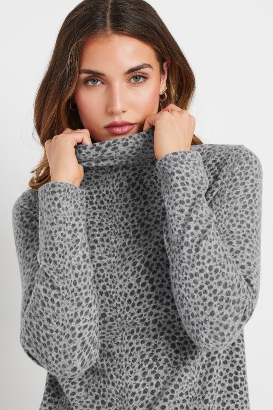Evans LTS Tall Grey Soft Touch Animal Print Top