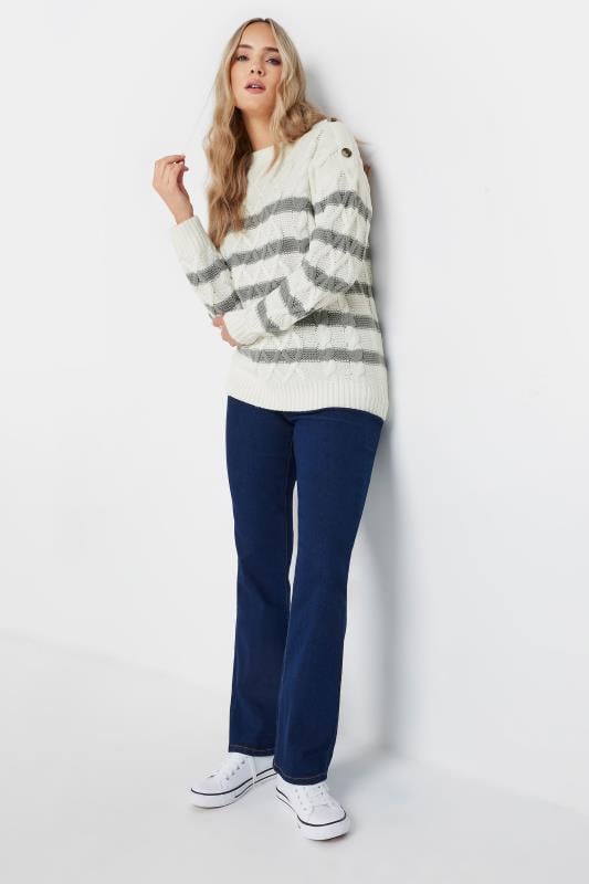 Evans LTS Tall Grey Stripe Cable Knit Jumper