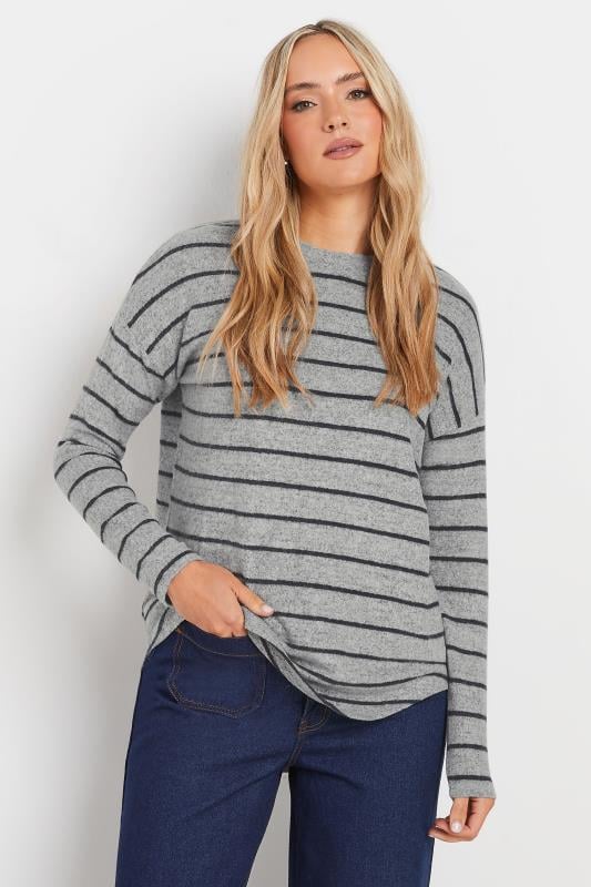 evans LTS Tall Grey Stripe Soft Touch Top