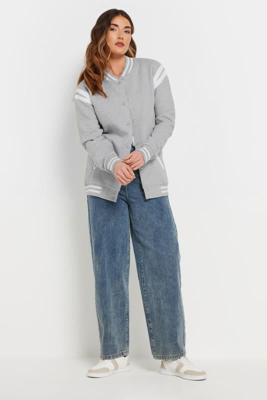 Evans LTS Tall Grey Varsity Bomber Jacket