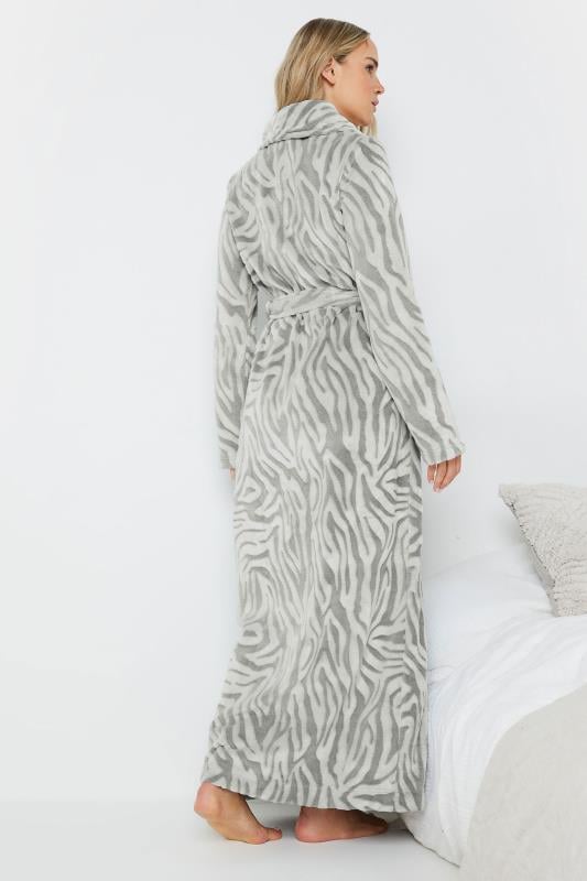 Evans LTS Tall Grey Zebra Print Maxi Dressing Gown