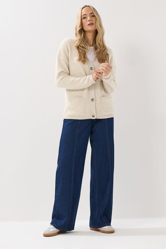 Evans LTS Tall Ivory White Boucle Knitted Cardigan