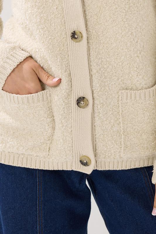 Evans LTS Tall Ivory White Boucle Knitted Cardigan