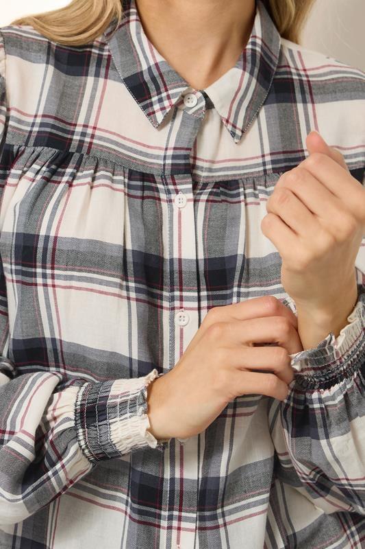 Evans LTS Tall Ivory White Check Yoke Button Shirt