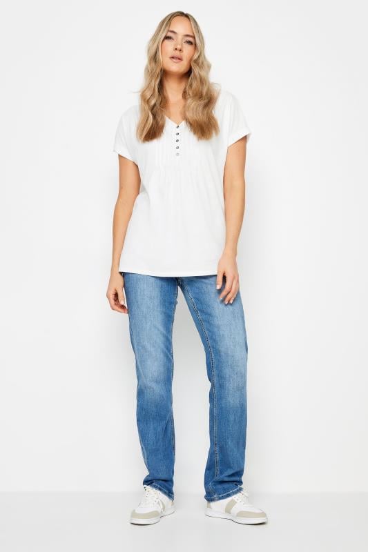 Evans LTS Tall Ivory White Cotton Henley T-Shirt
