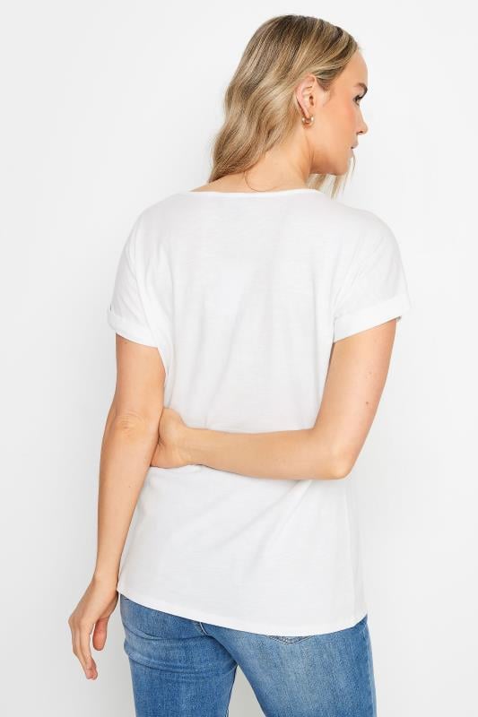 Evans LTS Tall Ivory White Cotton Henley T-Shirt