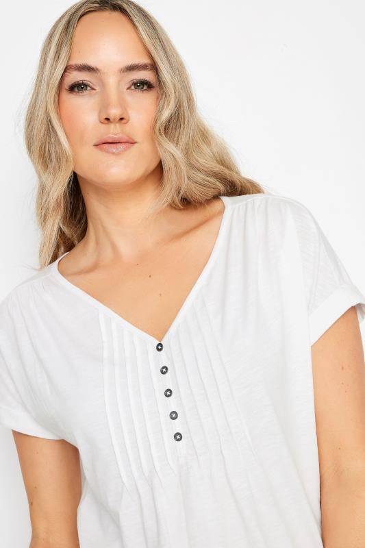 Evans LTS Tall Ivory White Cotton Henley T-Shirt