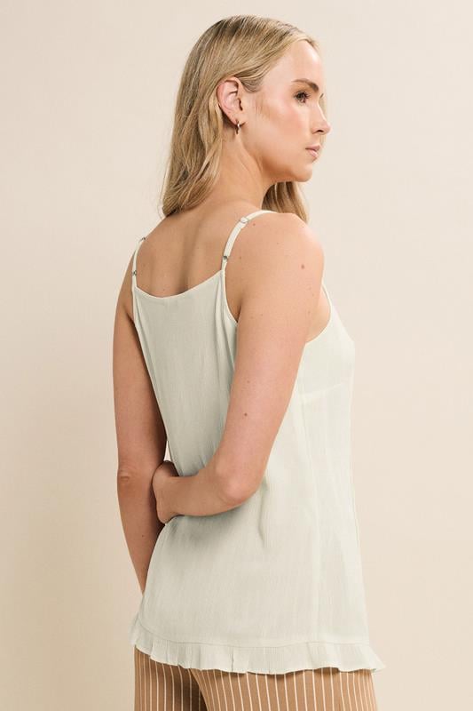 Evans LTS Tall Ivory White Crinkle Button Vest Top
