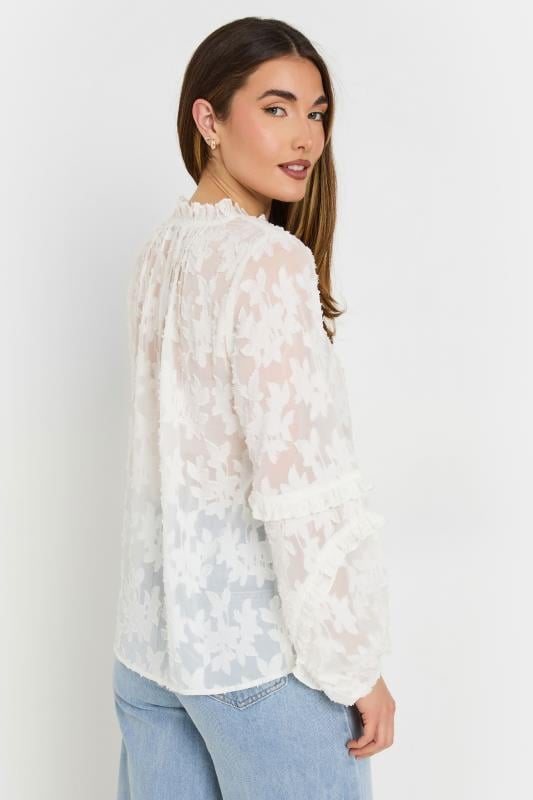 Evans LTS Tall Ivory White Jacquard Floral Blouse
