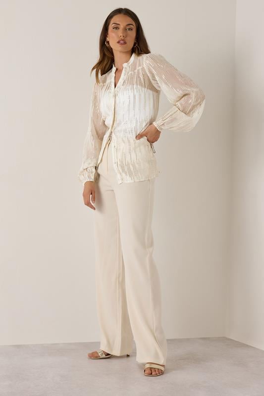 Evans LTS Tall Ivory White Metallic Dash Blouse
