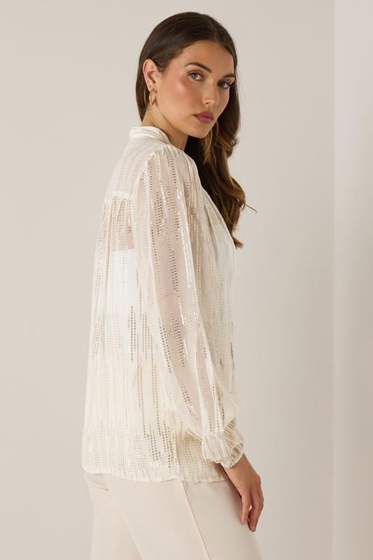 Evans LTS Tall Ivory White Metallic Dash Blouse