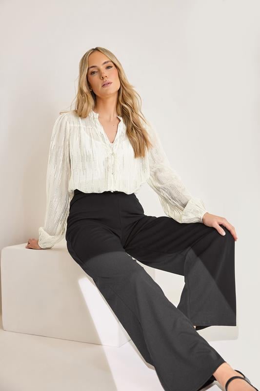 evans LTS Tall Ivory White Metallic Dash Blouse