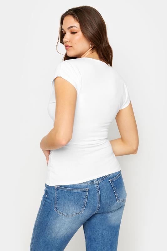 Evans LTS Tall Ivory White Short Sleeve Wrap Top