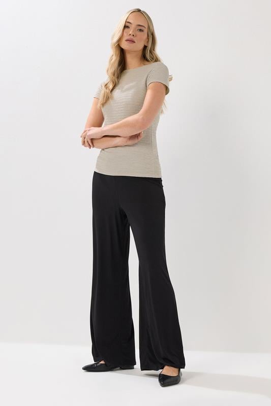 Evans LTS Tall Ivory White Textured Slash Neck Top
