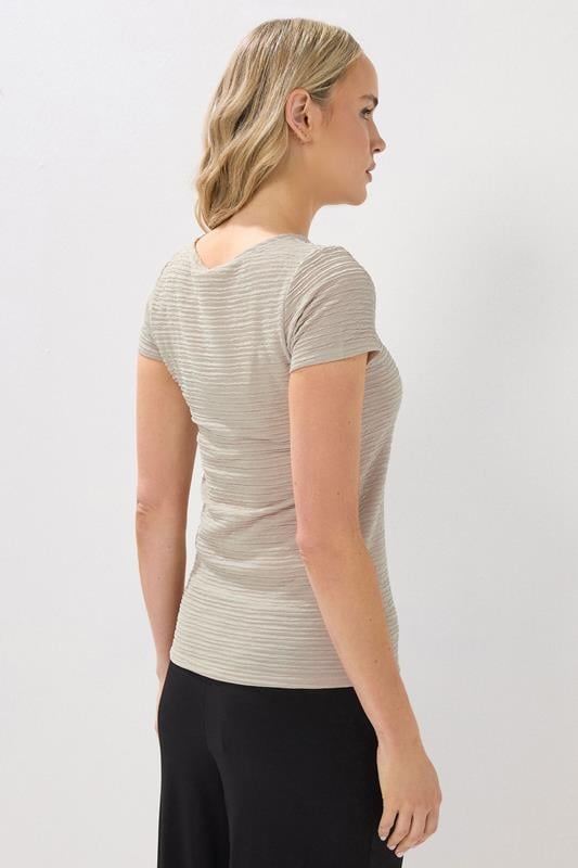 Evans LTS Tall Ivory White Textured Slash Neck Top