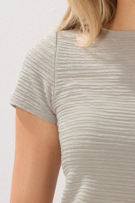 Evans LTS Tall Ivory White Textured Slash Neck Top