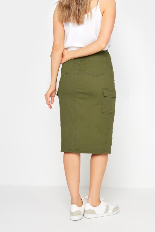Evans LTS Tall Khaki Green Cargo Midi Skirt