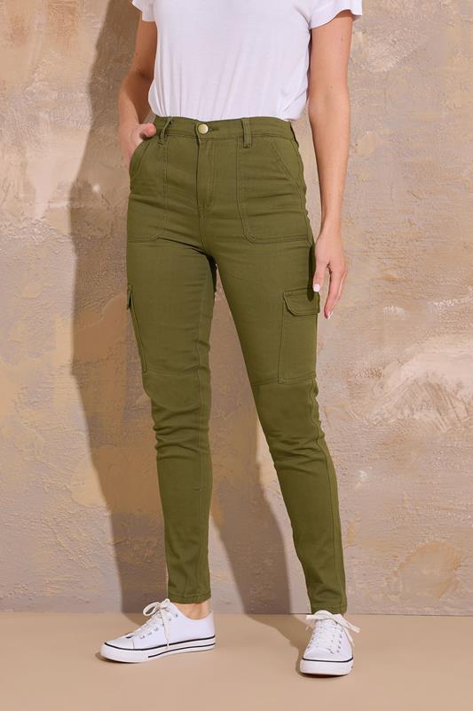 Evans LTS Tall Khaki Green Cargo Skinny Jeans