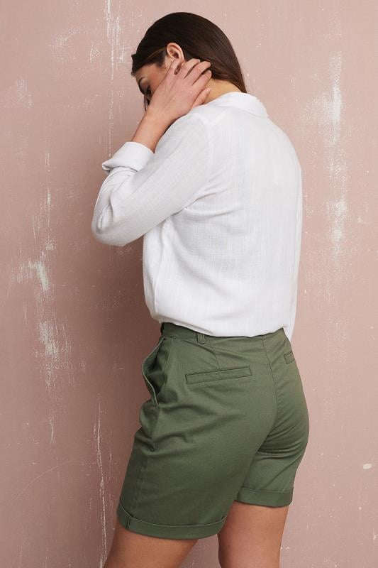 Evans LTS Tall Khaki Green Cotton Chino Shorts