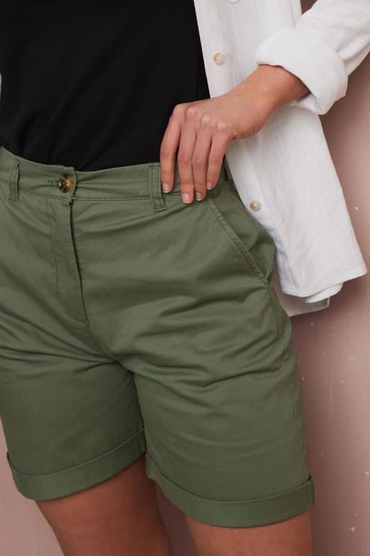 Evans LTS Tall Khaki Green Cotton Chino Shorts