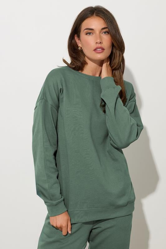 evans LTS Tall Khaki Green Crew Neck Sweatshirt