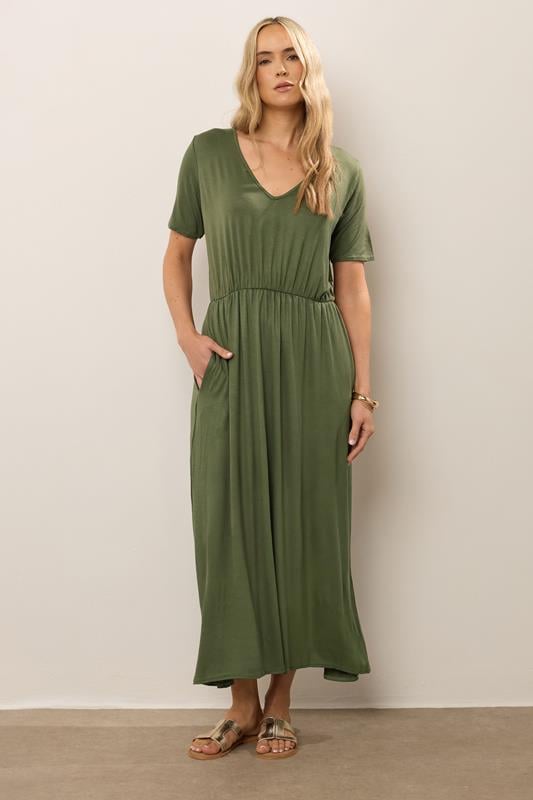 Evans LTS Tall Khaki Green Maxi T-Shirt Dress