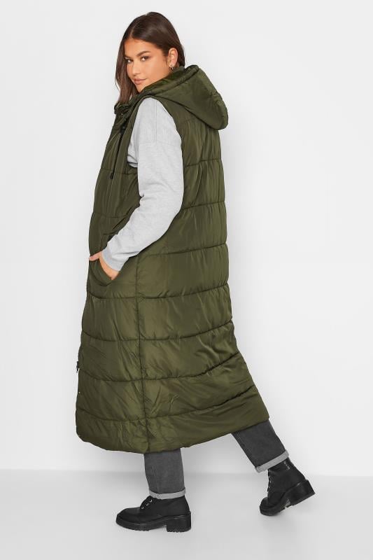 Evans LTS Tall Khaki Green Midaxi Puffer Gilet