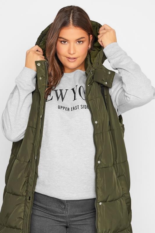Evans LTS Tall Khaki Green Midaxi Puffer Gilet