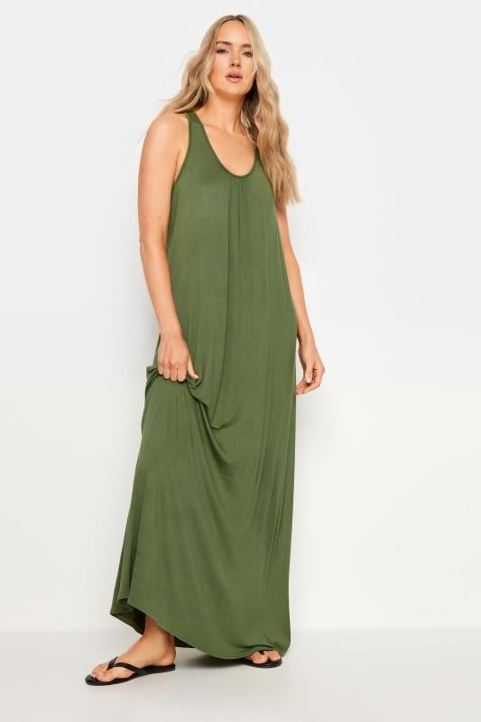 Evans LTS Tall Khaki Green Racer Back Maxi Dress