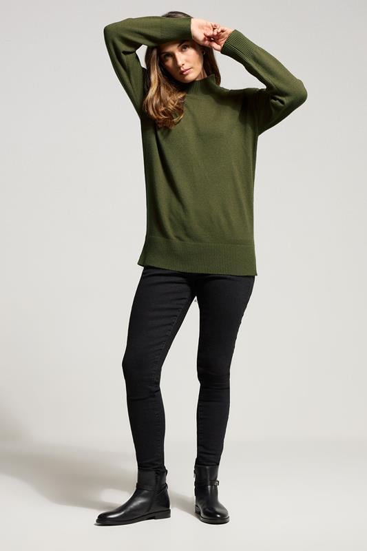 Evans LTS Tall Khaki Green Turtle Neck Jumper