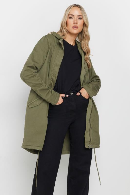 Evans LTS Tall Khaki Green Twill Hooded Parka Coat
