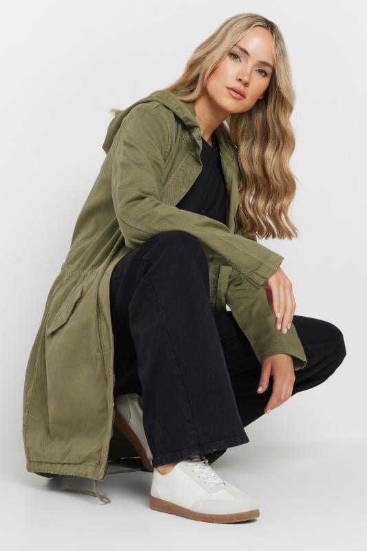 Evans LTS Tall Khaki Green Twill Hooded Parka Coat