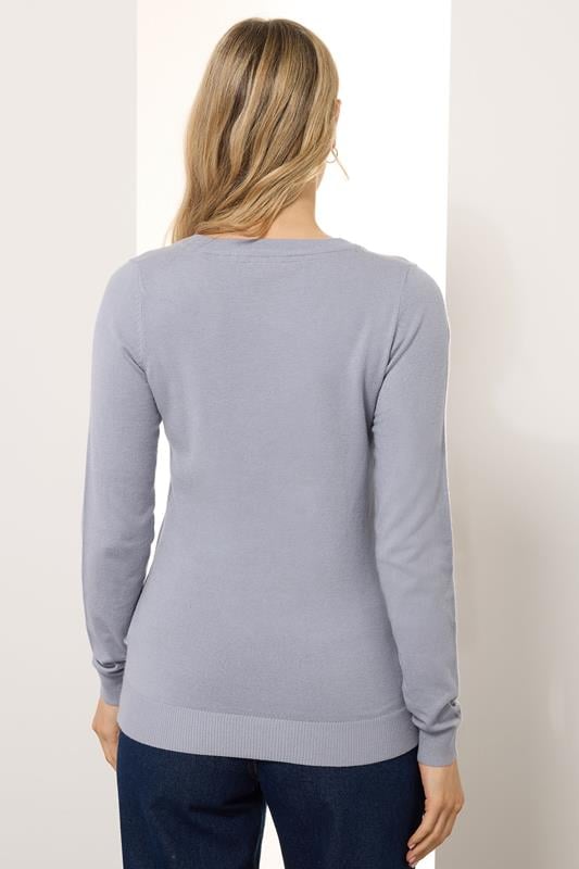 Evans LTS Tall Light Blue Knit V-Neck Jumper