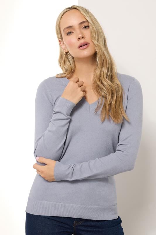 evans LTS Tall Light Blue Knit V-Neck Jumper