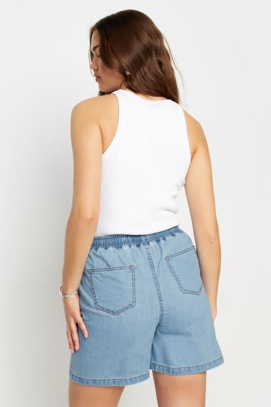 Evans LTS Tall Light Blue Tie Waist Denim Shorts